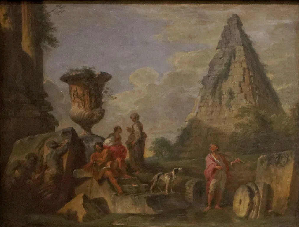 Rovine romane con la Piramide Cestia - Museo del Louvre, Parigi